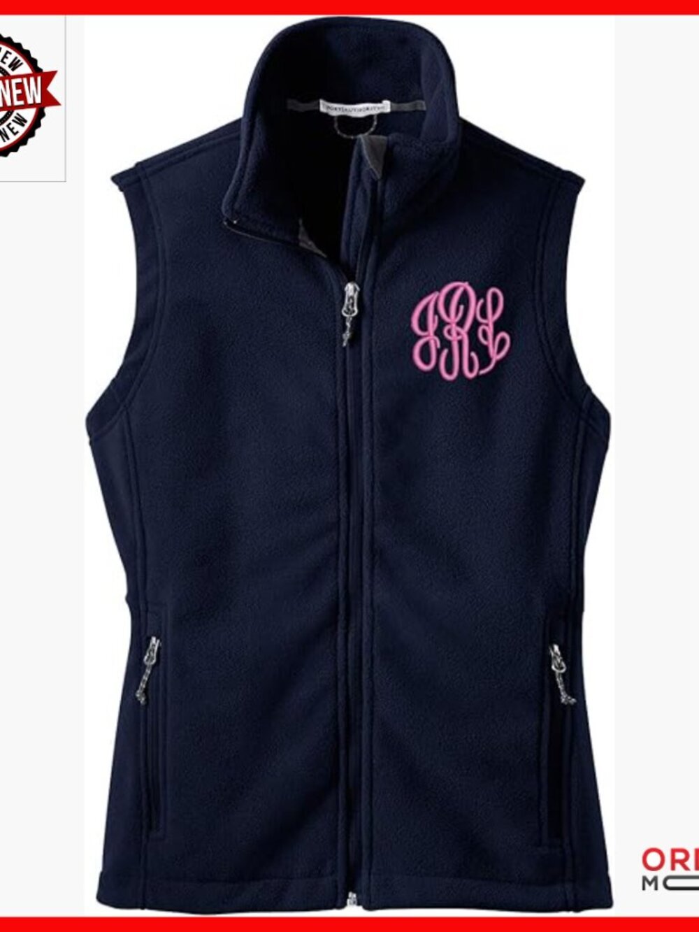 Personalized Monogram Fleece Vest, Zip Up, 100% Polyester, Sleeveless